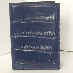 Coach Slim Passport Card Case Navy Blue Croc Leather CW445